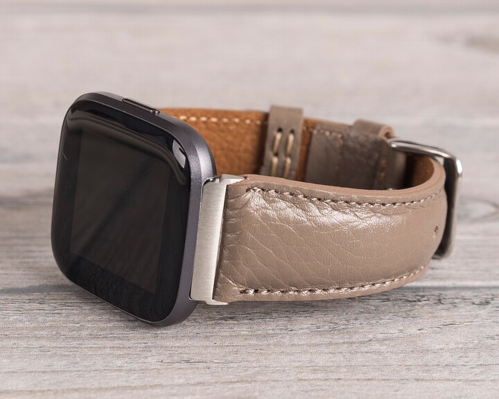 Mink Color Leather Fitbit Watch Band, Versa 1-4-Lite-Sense/Sense 2