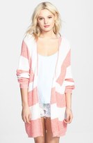 Thumbnail for your product : BP Stripe Open Front Long Cardigan (Juniors)