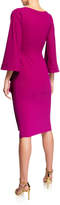 Thumbnail for your product : Chiara Boni Cassandre Bateau-Neck Flare-Sleeve Shirred-Skirt Dress