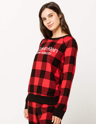 Calvin Klein Lounge Checkered Red Womens Sweatshirt