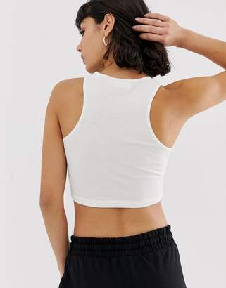 Weekday recycled edition jersey cropped singlet in off white