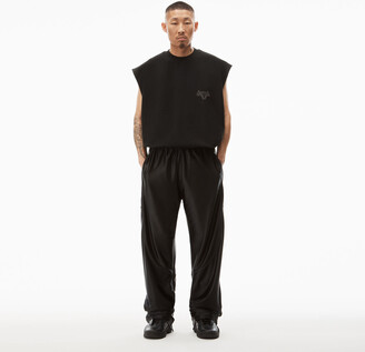 パンツ Alexander Wang SATIN FAILLE SPORT PANTS (4CC3254923 001) Oversize Trackpants in Satin Faille Jersey in NAVY GREY