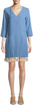 Thumbnail for your product : Neiman Marcus Tassel-Trim Chambray Shift Dress
