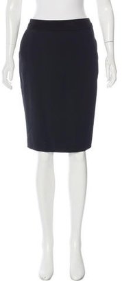 Versace Suede-Trimmed Knee-Length Skirt