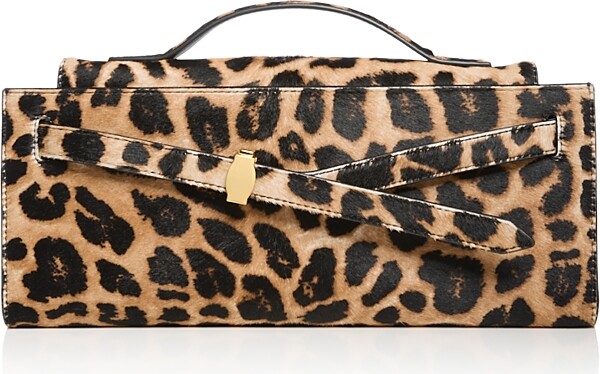 Veronica Beard Dash Leopard Print Calf Hair Clutch