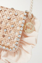 Thumbnail for your product : Rosantica Panino Crystal-embellished Wicker And Twill Shoulder Bag - Beige
