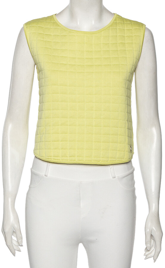 Chanel Light Green Cotton Quilted Sleeveless Top L - ShopStyle