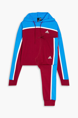 adidas Color-block French cotton-blend terry hoodie and track pants set