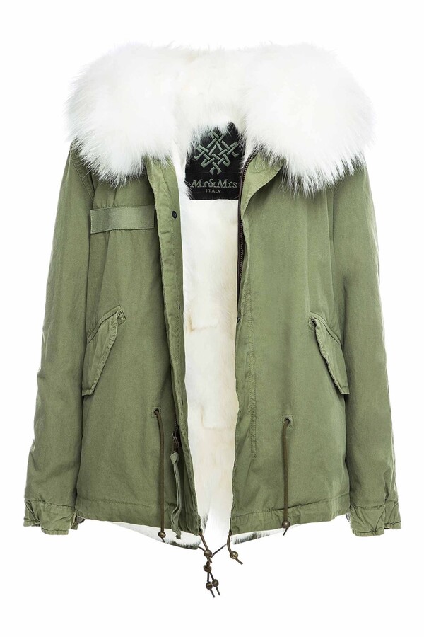 Mr & Mrs Italy Army Cotton Canvas Mini Parka With Fox Fur Lining -  ShopStyle Coats