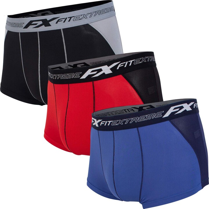 FITEXTREME Mens 3 Pack 2Way Mesh Cool Sporty Performance Short Boxer ...