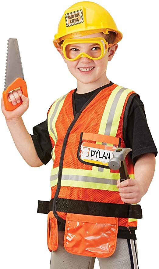 Melissa & Doug Construction Worker Role Play Costume Dress-Up Set (6 pcs)
