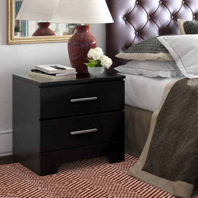 Click Décor ClickDecor Hudson End Side Table Nightstand with 2-Drawers
