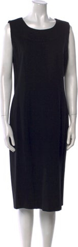 Les Copains Bateau Neckline Midi Length Dress w/ Tags Les Copains Shift Dress Black Sleeveless with Bateau Neckline Concealed Zip Closure at Back