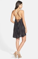 Thumbnail for your product : RVCA 'Told Secrets' Pintucked Lace Up Dress (Juniors)
