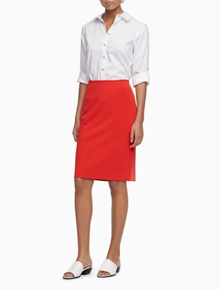 Calvin Klein Scuba Crepe Solid Pencil Skirt