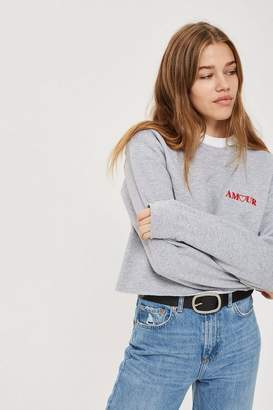 Topshop Amour Embroidered Sweat Top