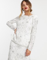Thumbnail for your product : ASOS EDITION floral embellished v back top