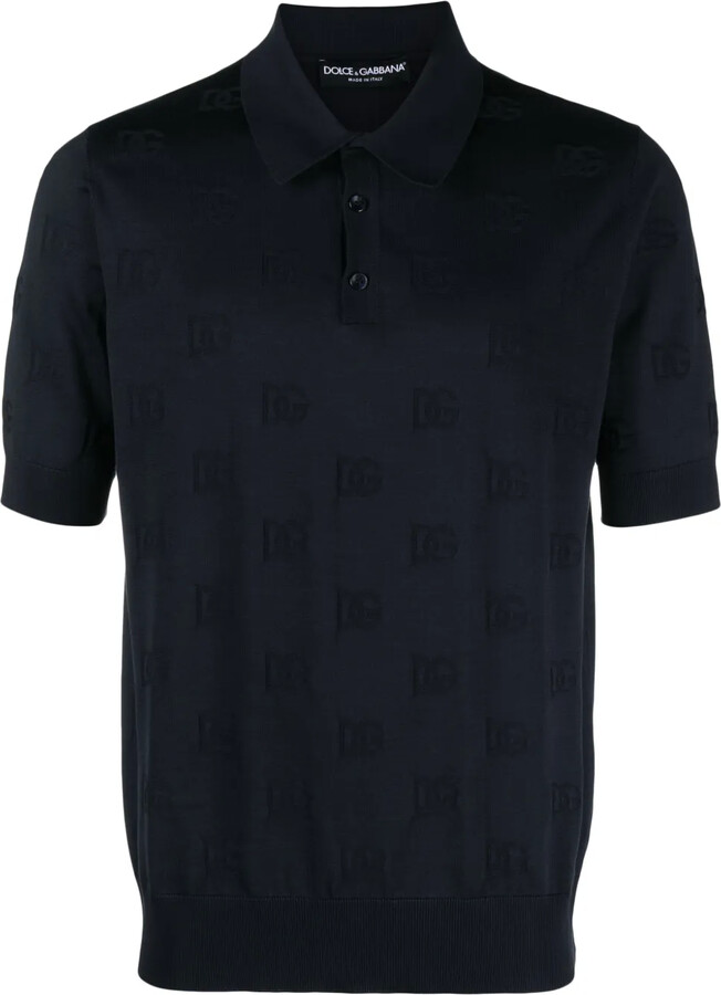 Dolce & Gabbana Logo-Jacquard Silk Polo Shirt