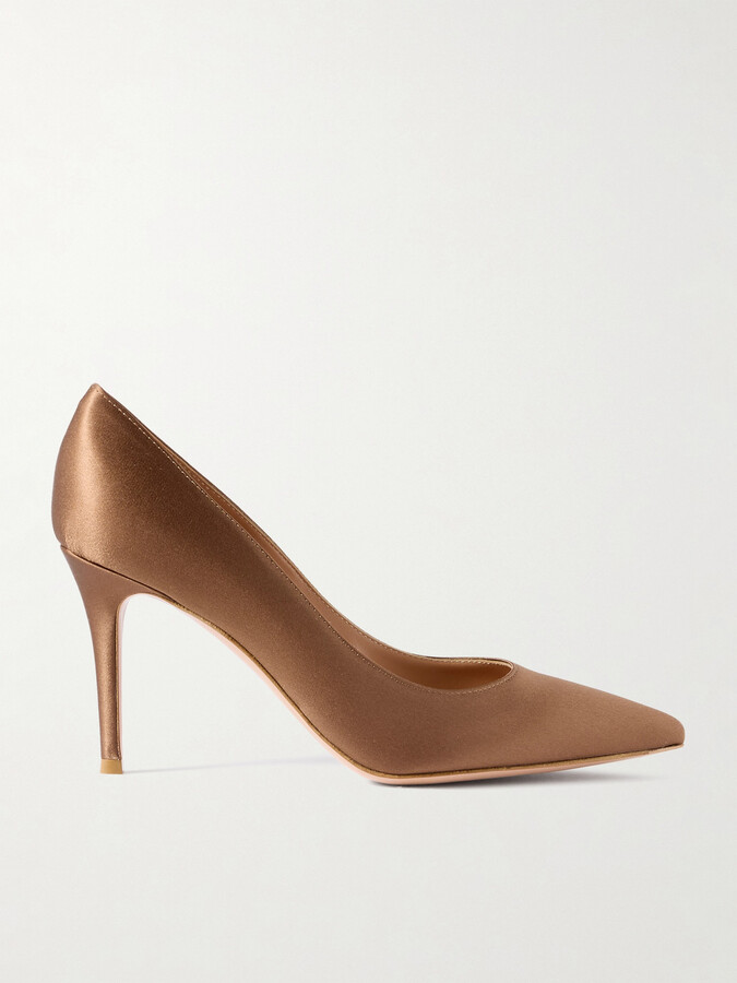 Gianvito Rossi Gianvito 85 Satin Pumps - Brown