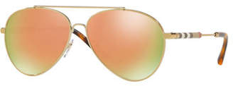 Burberry Aviator Sunglasses with Check Temples