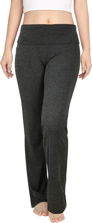 HDE Women's Color Block Fold Over Waist Yoga Pants Flare Leg Workout  Leggings - gray - 2x - ShopStyle