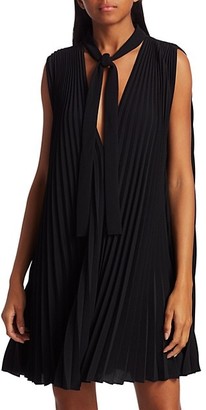 RED Valentino Pleated Neck-Tie Shift Dress