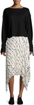 Thumbnail for your product : Helmut Lang Pleated Printed Silk Midi Skirt, White
