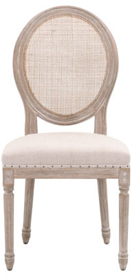 One Allium Way Viviers Linen King Louis Back Side Chair in Light Brown