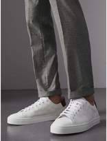 Thumbnail for your product : Burberry Perforated Check Leather Trainers