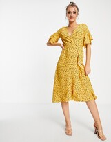 Thumbnail for your product : AX Paris ruffle wrap midi dress in floral