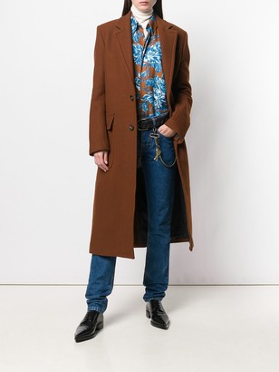 AMI Paris Patched Pockets Two Buttons Long Lined Coat