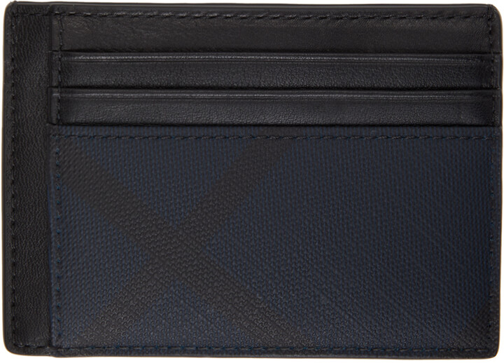Burberry Navy London Check Money Clip Card Holder - ShopStyle Wallets