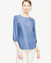 Thumbnail for your product : Ann Taylor Petite Chambray Lantern Sleeve Top