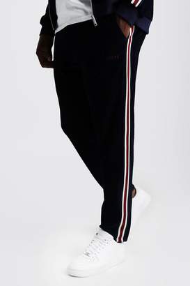 boohoo Big & Tall Velour Joggers With Side Tape