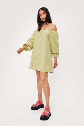 Nasty Gal Womens Textured Off the Shoulder Mini Smock Dress