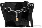 Thumbnail for your product : Alexander Wang Embellished Croc-Effect Leather And Suede Shoulder Bag