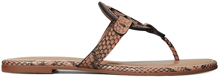 Tory Burch Miller Snakeskin Leather Thong Sandals - ShopStyle