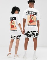 Thumbnail for your product : Crooked Tongues Disney Alice In Wonderland unisex oversized t-shirt in White