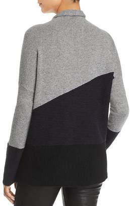 Bloomingdale's C by Rib-Knit Detail Color-Block Cashmere Sweater - 100% Exclusive