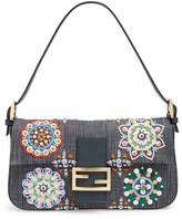 Thumbnail for your product : Fendi Embroidered Denim Baguette