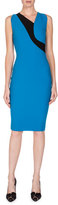 Thumbnail for your product : Roland Mouret Sleeveless Asymmetric-Neck Colorblock Dress, True Blue