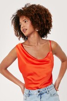 Thumbnail for your product : Nasty Gal Womens Asymmetric Satin Cowl Neck Cami Top - Navy - 6, Navy