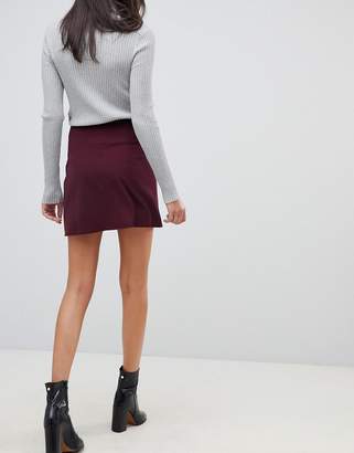 ASOS Design Double Breasted Ponte A-Line Mini Skirt