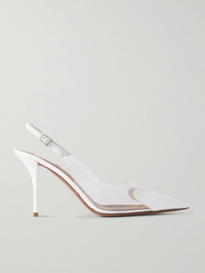 Alaia Le Cœur Leather And Pvc Slingback Pumps - White