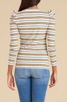 Thumbnail for your product : Veronica Beard Britney Stripe Long Puff Sleeve Stretch Cotton Top