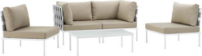 Modway Harmony 5-piece Outdoor Patio Aluminum Sectional Sofa Set