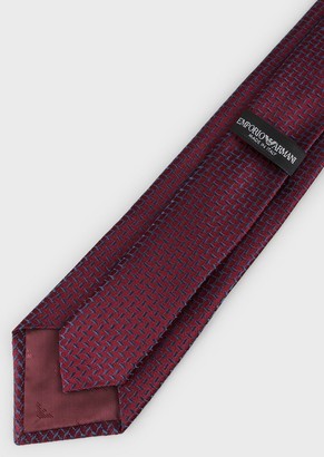 Emporio Armani Pure Silk Tie With Jacquard Micro-Pattern