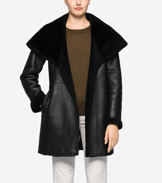 Cole Haan Hooded Shearling Coat