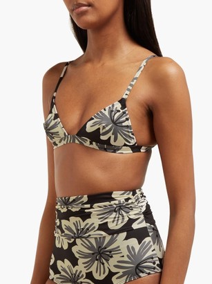 Dodo Bar Or Rachelle Floral-print Triangle Bikini Top - Black Print