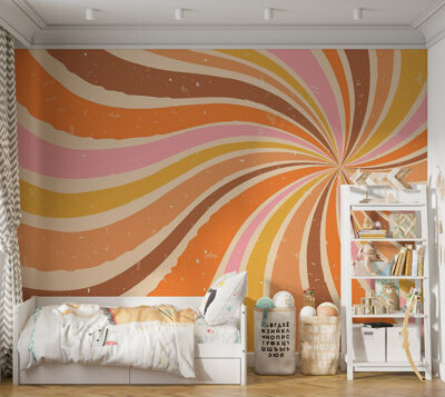 Orren Ellis Premium Peel & Stick Wall Mural - Retro Swirls